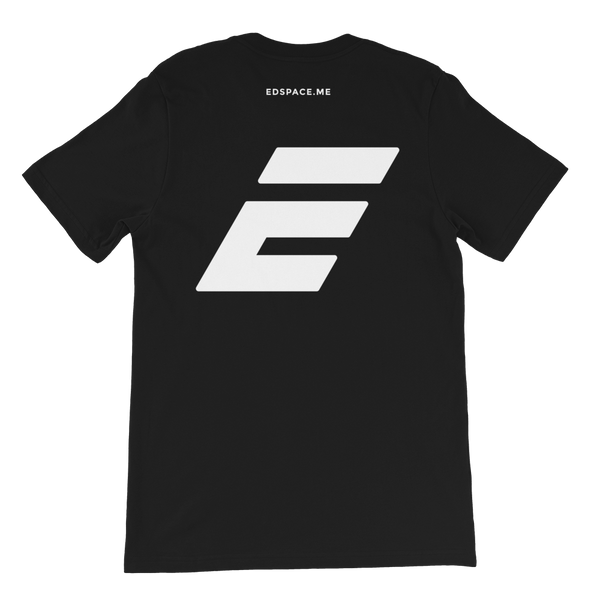 Unisex Black T-Shirt with White ED SPACE Logo Main Product Back Image