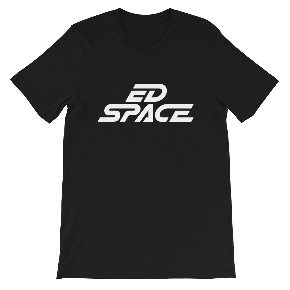 Unisex Black T-Shirt with White ED SPACE Logo Main Product Front Image