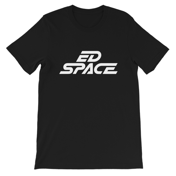 Unisex Black T-Shirt with White ED SPACE Logo Main Product Front Image